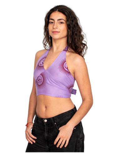 Crop top lilas avec inscriptions en sanskrit –...