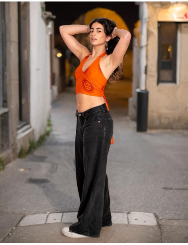 Orange crop top with... 2