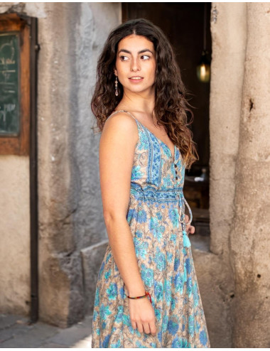 vestido-verano-hippie-gris-estampado-flores 2