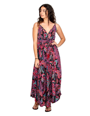 Robe longue à imprimé cachemire et col en V –...