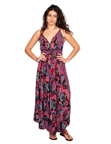 Abito lungo con stampa paisley e scollo a V –...
