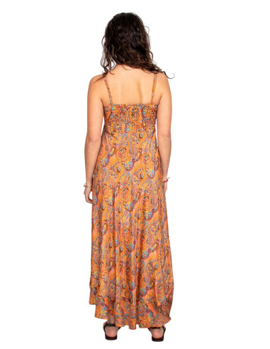 Vestido longo de estilo étnico com decote em V...