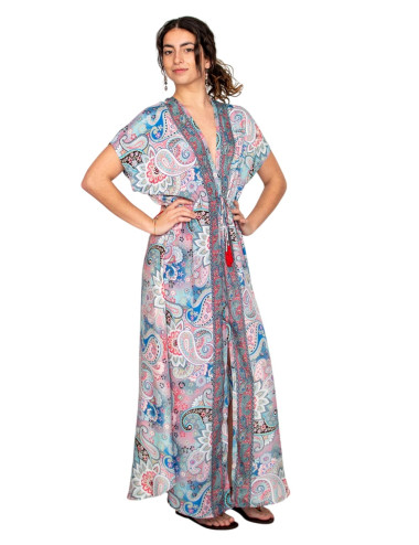 Long printed dress in soft... 2