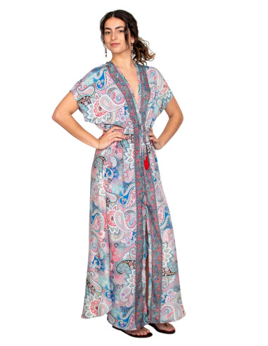 Long printed dress in soft tones – Indian...