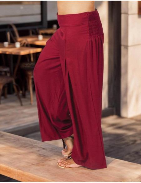 Pantalón recto tallas grandes en rayón – Color Burdeos o Negro