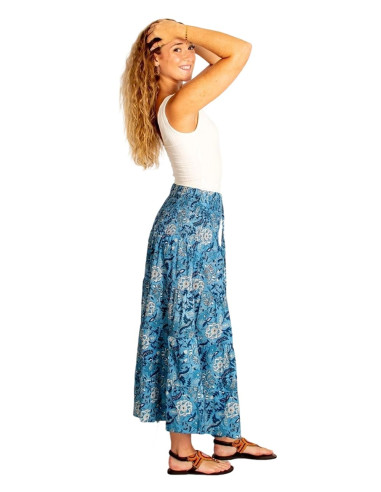 Langer Boho-Baumwollrock mit blauem und...