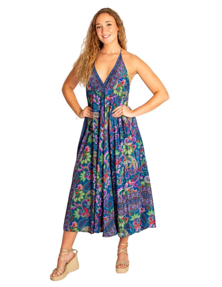 Vestido largo boho de Kimago en seda – Elegancia étnica con autenticidad india