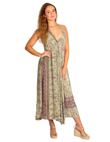 Kimago langes Kleid aus grüner Seide – Boho und...