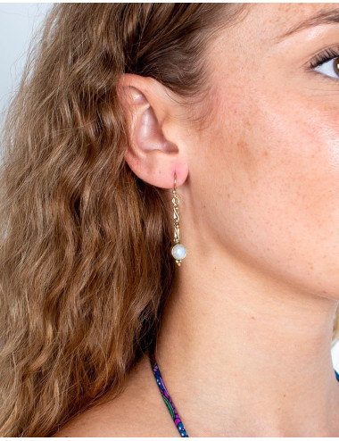 Gold earrings with mineral...