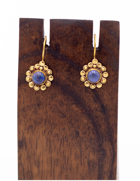 Boucles d'oreilles fleurs avec pierre minérale