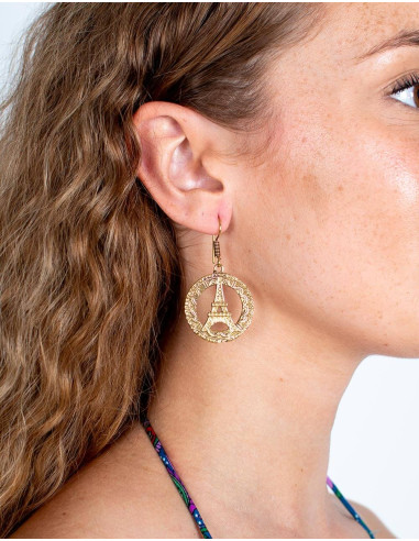 Eiffel Tower circular earrings