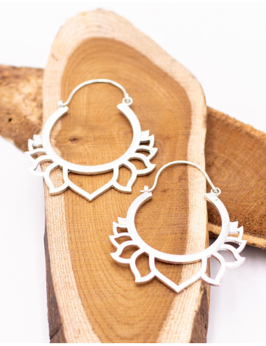 Silver lotus flower earrings 2