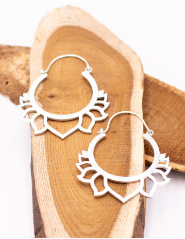 Boucles d'oreilles fleur de lotus en argent
