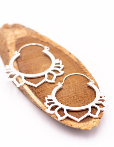 Boucles d'oreilles fleur de lotus en argent
