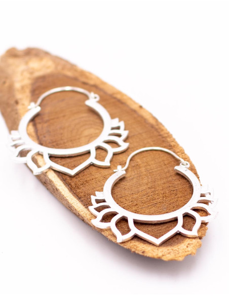 Silver lotus flower earrings
