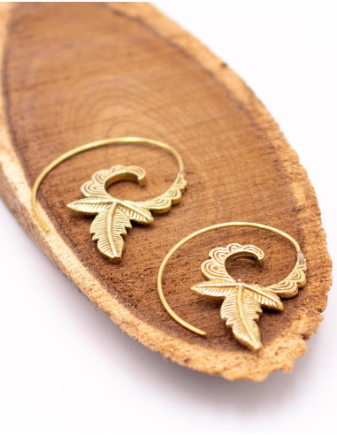 Boucles d'oreilles en forme de feuille en...
