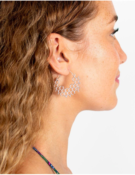 Handmade silver honeycomb style earrings
