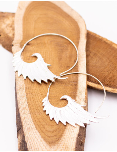 pendientes-plateados-grandes-artesanales-india-kimago 2