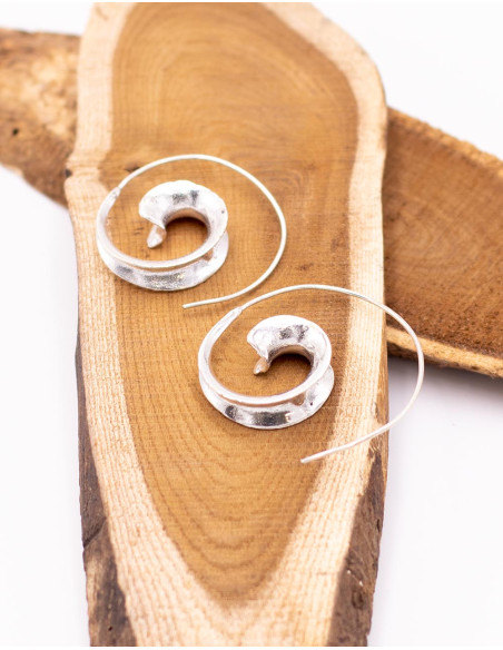 Boucles d'oreilles spirales faites à la main en Inde – Argent ou or