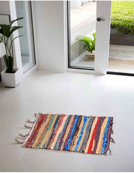 Handgefertigter indischer Teppich im ethnischen Boho-Stil – Zufällige Farben