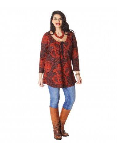 t-shirt-tunique-hiver-grande taille-rouge