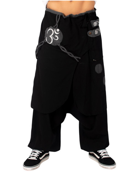 Pantaloni afghani neri con gonna grigia – Moda boho fatta a mano dall'India