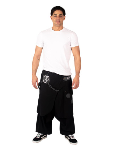 Schwarze afghanische Hose mit grauem Rock –...