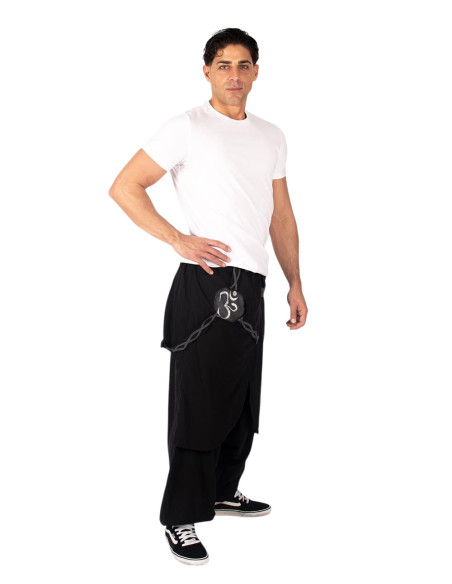 Black Afghan pants with gray skirt – Handmade boho fashion from India