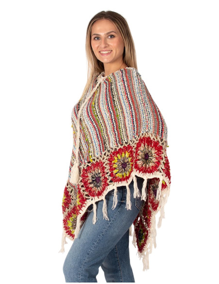 Poncho triangolare fatto a mano con frange – Fatto a mano in India