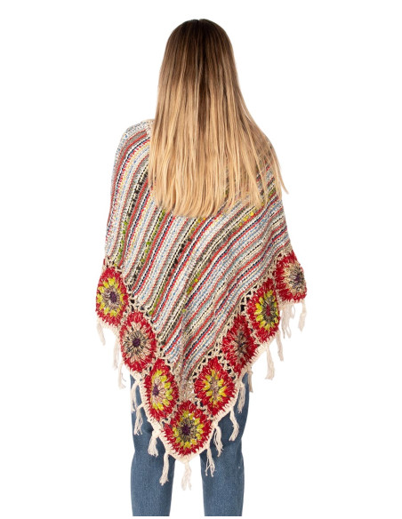 Poncho triangolare fatto a mano con frange – Fatto a mano in India