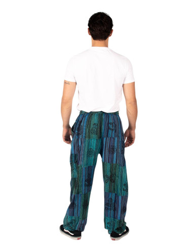 Calças hippie patchwork verdes ou azul-claras –...