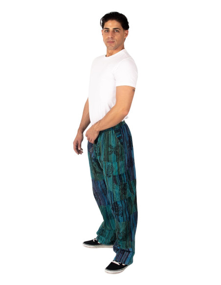Green or light blue patchwork hippie pants – Handmade in India