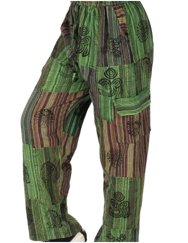 Grüne oder hellblaue Patchwork-Hippiehosen –...