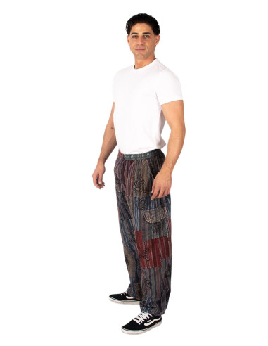 Pantalon hippie patchwork foncé – Fait main en...