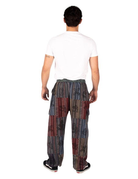 Pantalon hippie patchwork foncé – Fait main en Inde