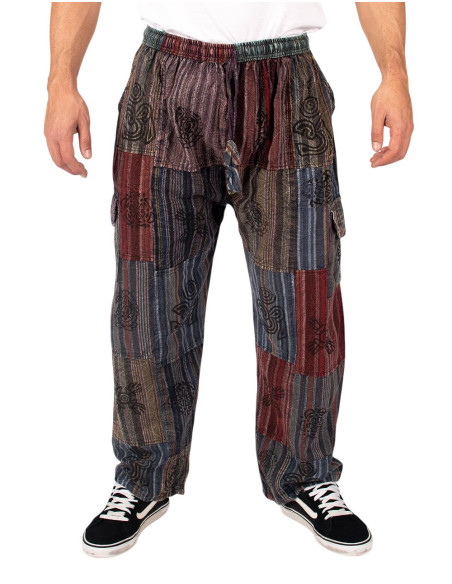 Pantalon hippie patchwork foncé – Fait main en Inde