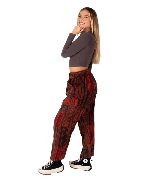 Handmade patchwork hippie trousers – Warm and dark colors