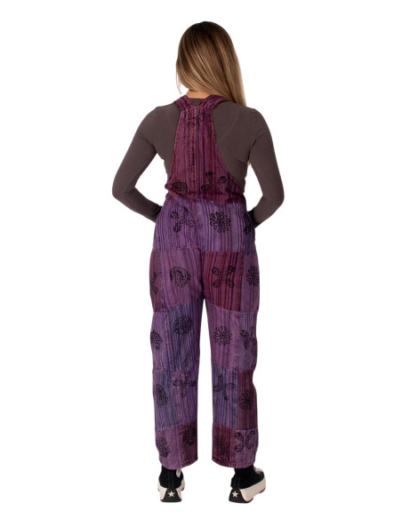Tuta unisex in cotone patchwork fatta a mano – Toni viola