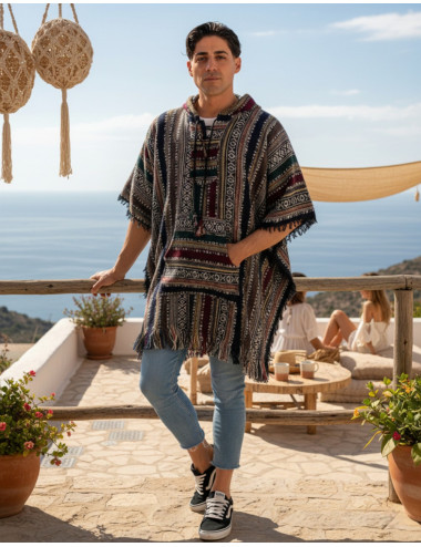 Poncho quadrado unissex...