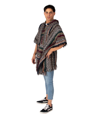 Handgefertigter, quadratischer Unisex-Poncho...