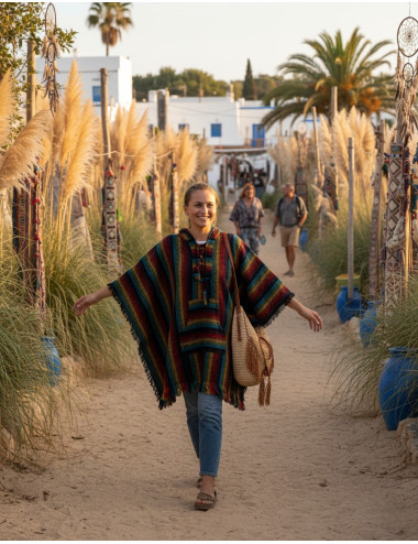 Poncho artesanal unisex con...