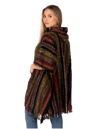 Poncho unisexe fait main avec capuche et...