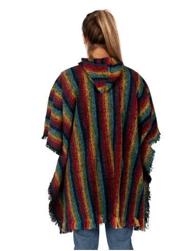 Poncho unisex fatto a mano con cappuccio e...