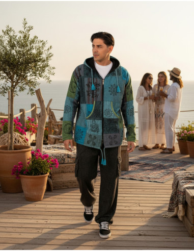HSU0011 - Veste Kimago unisexe patchwork avec...