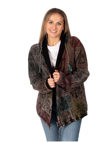 Veste ethnique patchwork unisexe avec doublure...