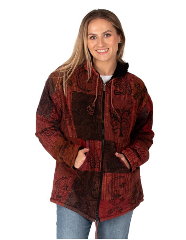 Unisex-Patchworkjacke im Ethno-Stil mit...