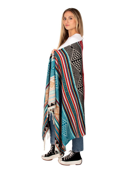 Châle en coton et laine fait main avec franges – Couleurs uniques et design polyvalent