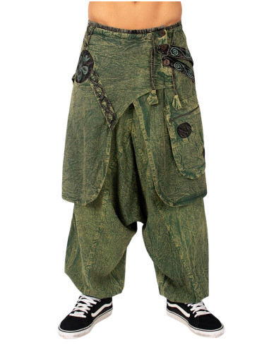 Boho style cotton Afghan pants with hem and Om...