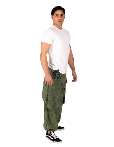 Boho style cotton Afghan pants with hem and Om...