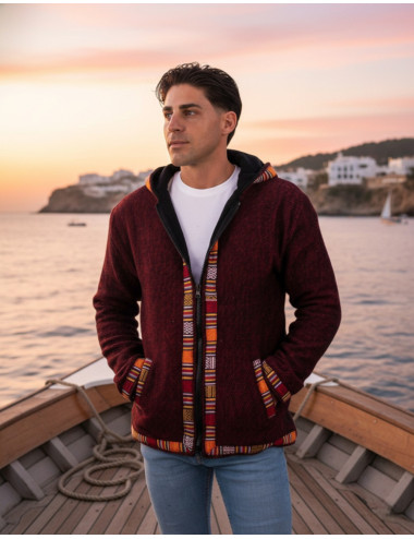 Warme rote Jacke mit...